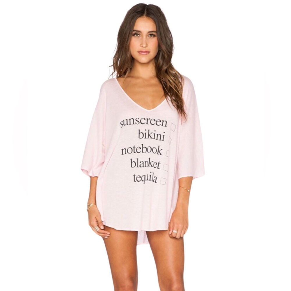 Wildfox + Swim Pink Bamboo Weekend Trip Tahiti Tunic